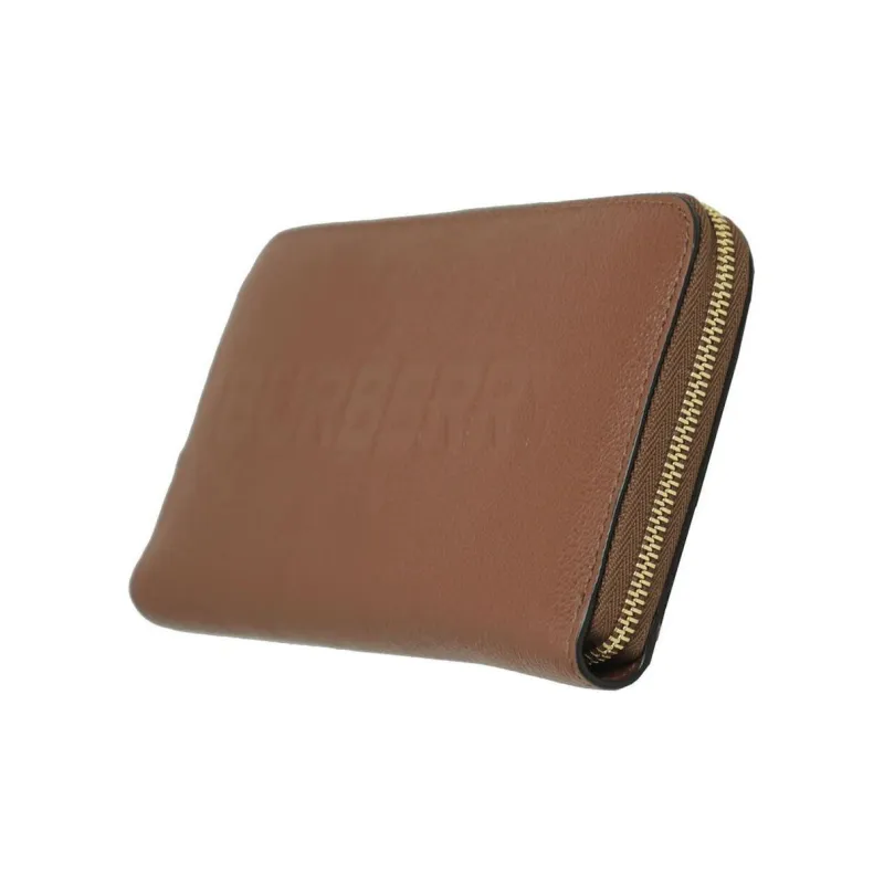 Burberry Embossed Leather Zip Around Wallet Tan-4