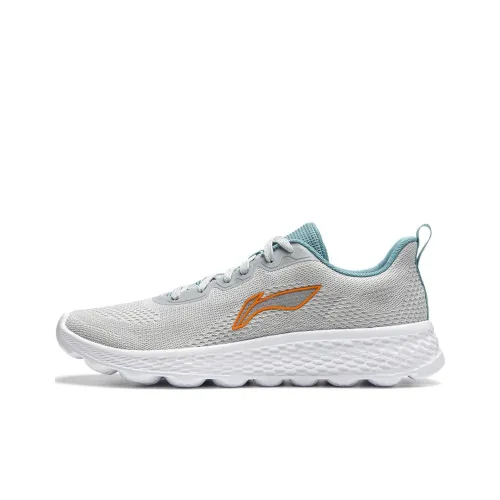 LiNing Cloud Motion Cushioned Slip-Resistant Breathable Reflective Low-Top Casual Running Shoes Men's Mist Gray