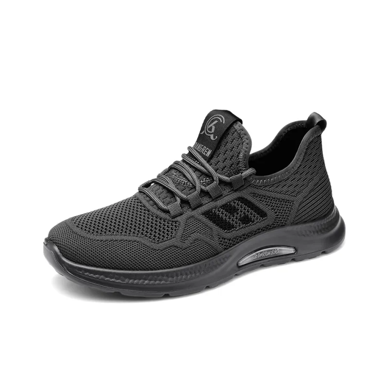 Strongman 3515 Men's Shoes Flyknit Athletic Shoes Men's Versatile Black Shoes Breathable-6