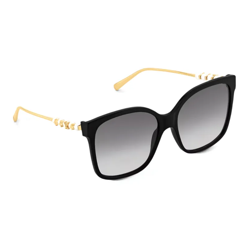 LOUIS VUITTON Acetate Metal Resin Square Sunglasses Women's Black-1