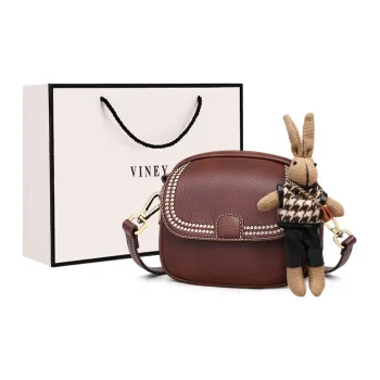 VINEY Cow Leather Small Round Bag, Shoulder Bag, Crossbody Bag Regular Women's Coffee