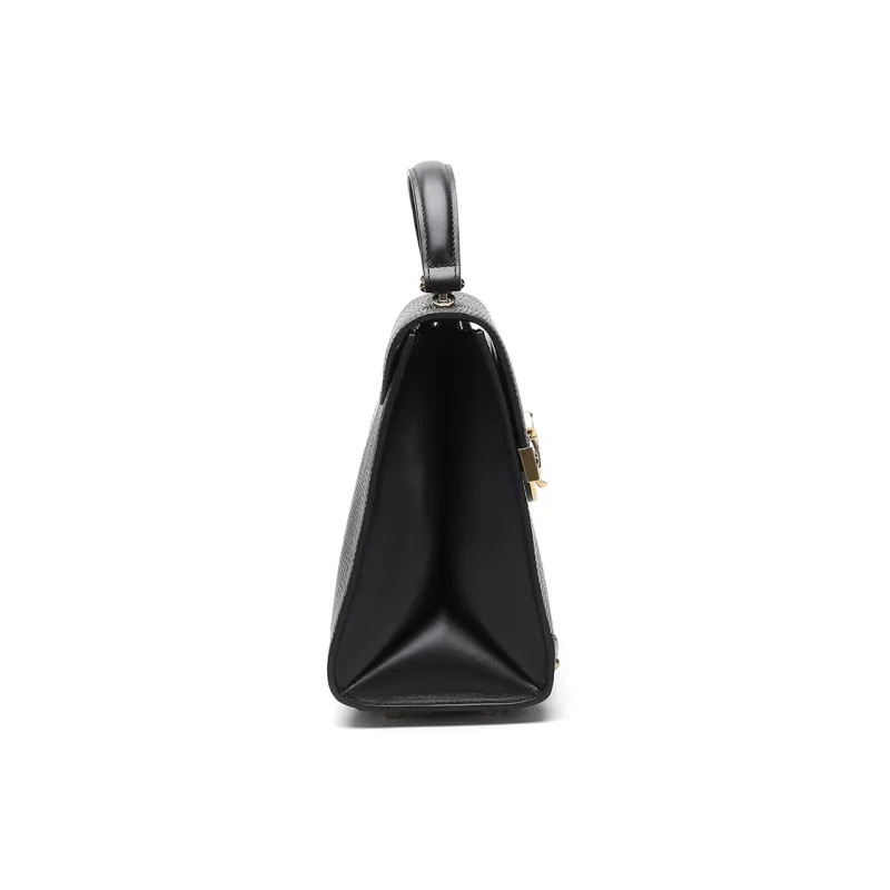 Satchi Cow Leather Shoulder Bag Crossbody Bag Handbag Casual Medium Size Women's Black-2