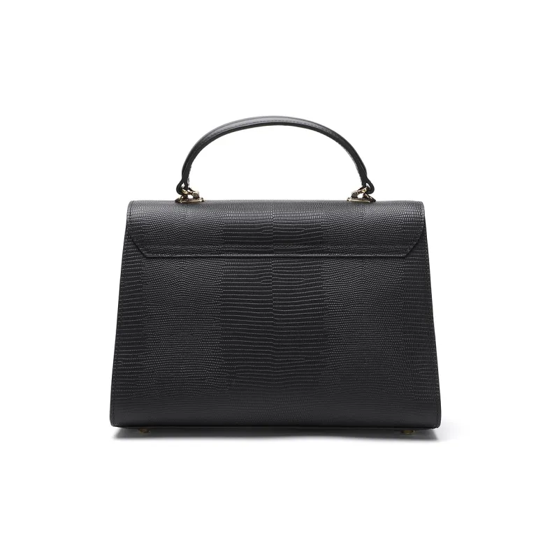 Satchi Cow Leather Shoulder Bag Crossbody Bag Handbag Casual Medium Size Women's Black-3
