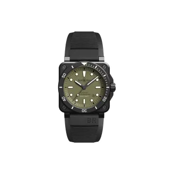 BELL & ROSS Automatic Mechanical Movement Unisex Watch 42mm Green Dial Ceramic Watch Case Rubber Fabric Strap