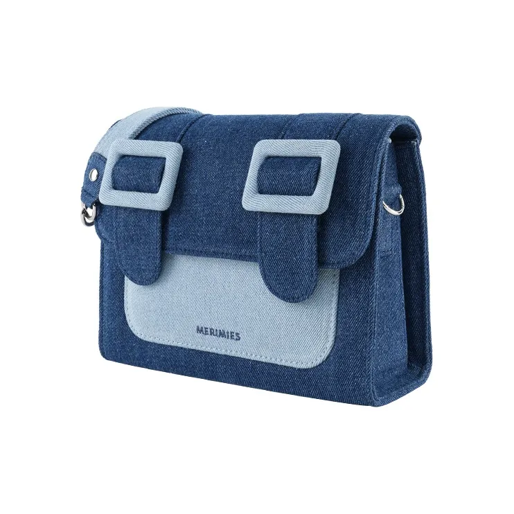 MERIMIES Denim Bags Niche Design Sensibility Shoulder Bag Crossbody Bag Medium Size Women's Blue-2