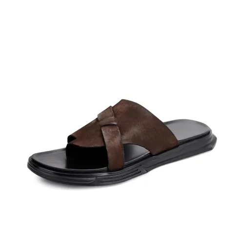 IG+GI PU Polyurethane Quiet Slip-Resistant Abrasion-Resistant Quick Dry Slide Slippers Mens, Brown