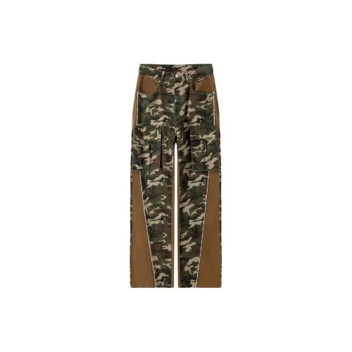 NO ONE ELSE Casual Pants Unisex Green Camouflage