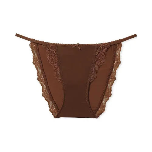 Victoria's Secret PINK/DREAM ANGEL Lace-Trim String Bikini Panty/M Underpants Women's 1 Pack Dark Brown