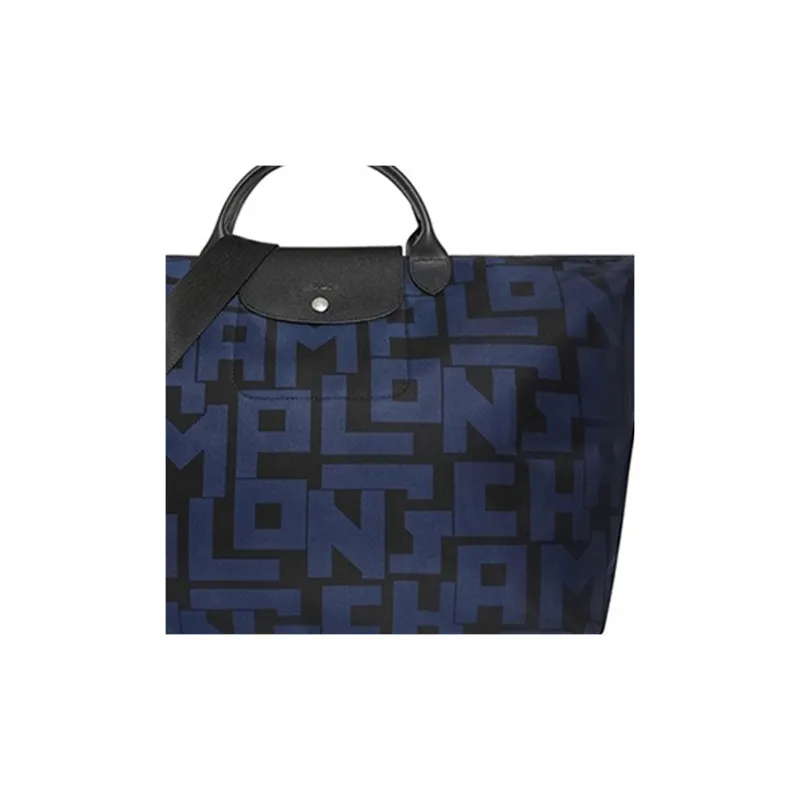 LONGCHAMP Le Pliage LGP Nylon Fabric One Shoulder Handbags Large Size Women's Black/Navy-5