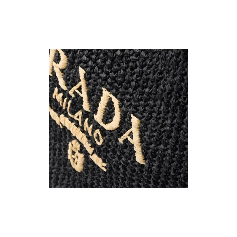 PRADA Woven Cloth Handbag Men's Black-4