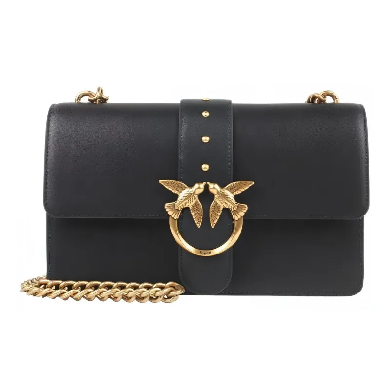 PINKO Cow Leather Bird Bag, Swallow Bag, Shoulder Bag, Crossbody Bag Women's Black-0
