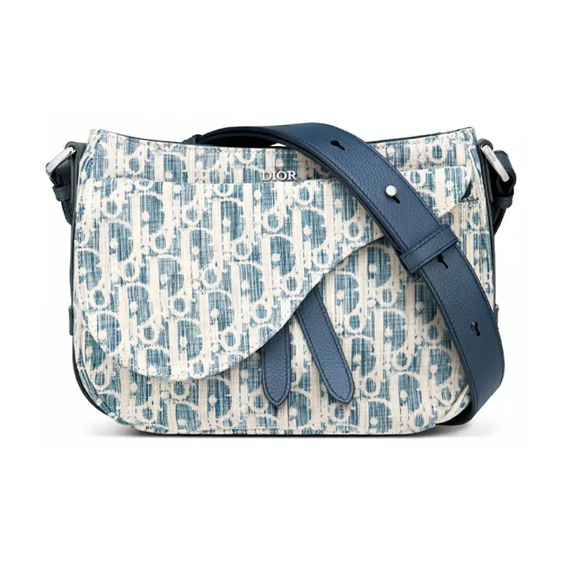 DIOR Saddle Cow Leather Saddle Bag, Sling Bag, Crossbody Bag, Shoulder Bag Men's Blue-1