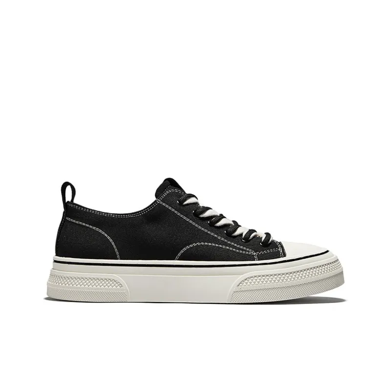 Hautton Jeans Abrasion Resistant Breathable Lightweight Low Top Canvas Shoes Unisex Black-1
