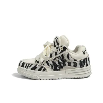 DOLIN COLLECTION Low Top Skateboard Shoes Unisex Zebra Print