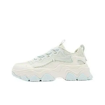 QIAODAN Elephant Anti-Slip And Wear-Resistant Lightweight Height Increasing Low-Top Casual Shoes Women's White Green