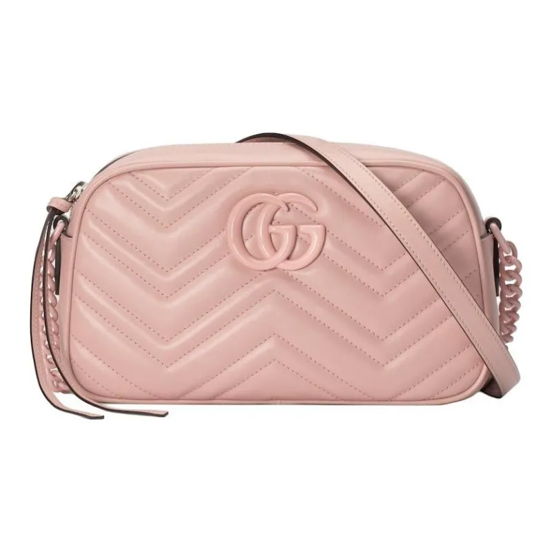 GUCCI GG Marmont Leather Crossbody Bag Shoulder Bag Small Size Women's Pink-0