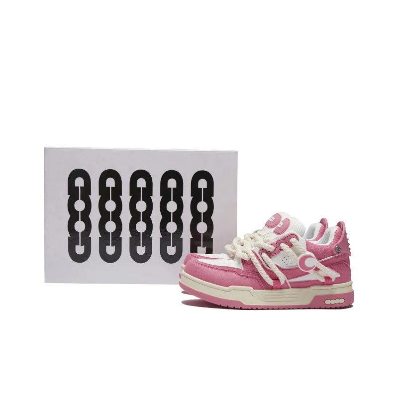 GOODBRAND Height Increasing Abrasion Resistant Slip Resistant Mid Top Skateboard Shoes Unisex Cherry Blossom Pink-1