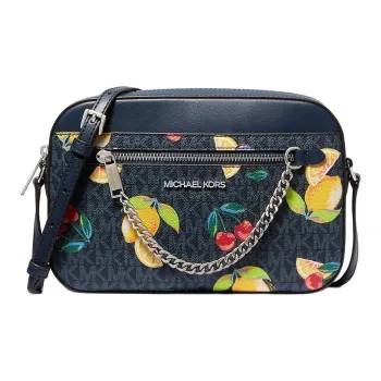MICHAEL KORS Canvas Shoulder Bag Crossbody Bag Large Size Women's Marine Blue