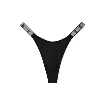 Victoria's Secret PINK VERY SEXY Shine Strap Thong Panty/Black Underpants Women's 1 Pack Black