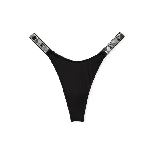 Victoria's Secret PINK VERY SEXY Shine Strap Thong Panty/Black Underpants Women's 1 Pack Black