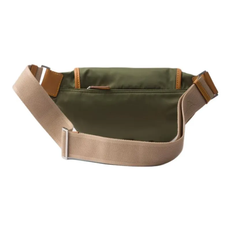 PRADA Leather Shoulder Bags Fanny Pack Men's Army Green With Caramel Candy-2
