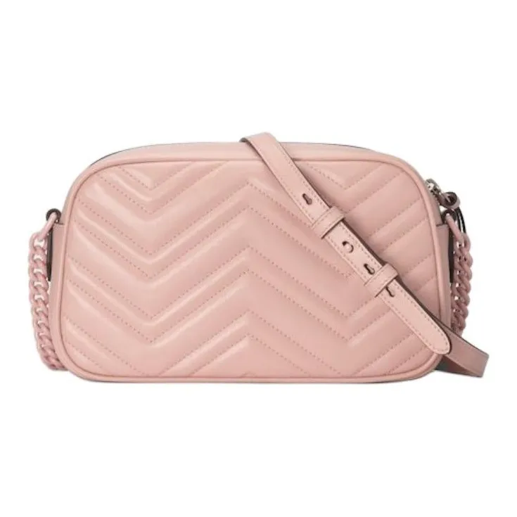 GUCCI GG Marmont Leather Crossbody Bag Shoulder Bag Small Size Women's Pink-3
