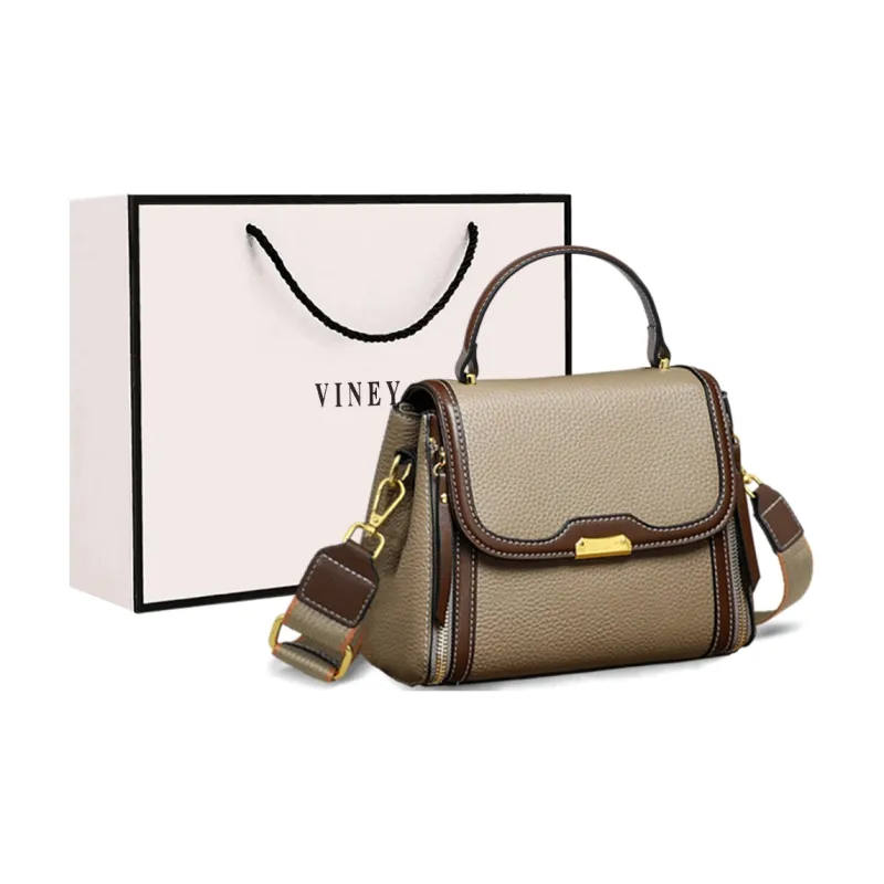 VINEY Cow Leather Handbag, Shoulder Bag, Crossbody Bag, Mom Bag Regular Women's Multicolor-5