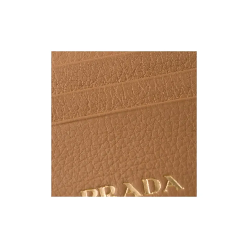 PRADA Leather Card Holder Women's Caramel-2