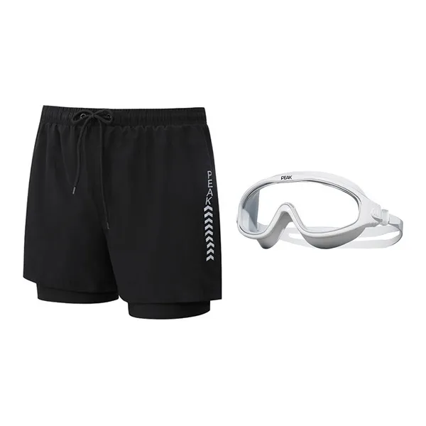 PEAK Swimming Sets Polyester Elastane Seaside Vacation With Hot Spring Men's Black-2