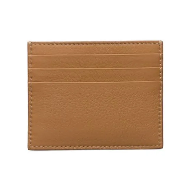 PRADA Leather Card Holder Women's Caramel-1