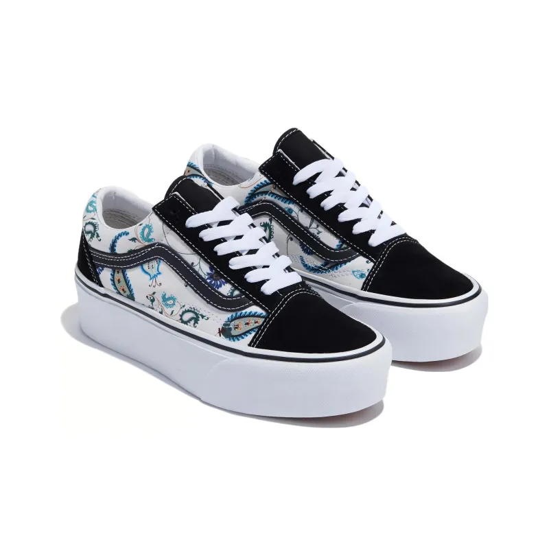 Vans Old School Slip Resistant Shock Absorbers Low Top Skateboard Shoes Unisex Black White-2