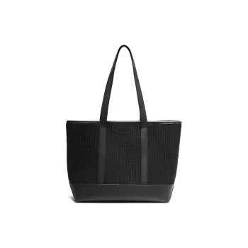 UNIFINE Cow Leather Handbag Shoulder Bag Large Size Women's Midnight Black