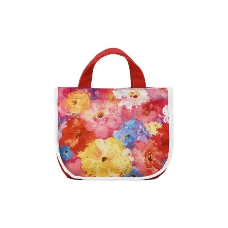 NEARAY MIAO Collaboration Twill Technology Fabric Handbag Medium Size Women's Red & Yellow & Multicolor-0