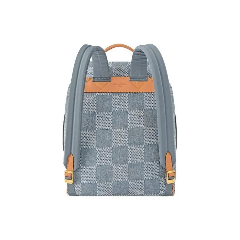 LOUIS VUITTON Montsouris Backpack Damier Denim 3D Blue Denim-2
