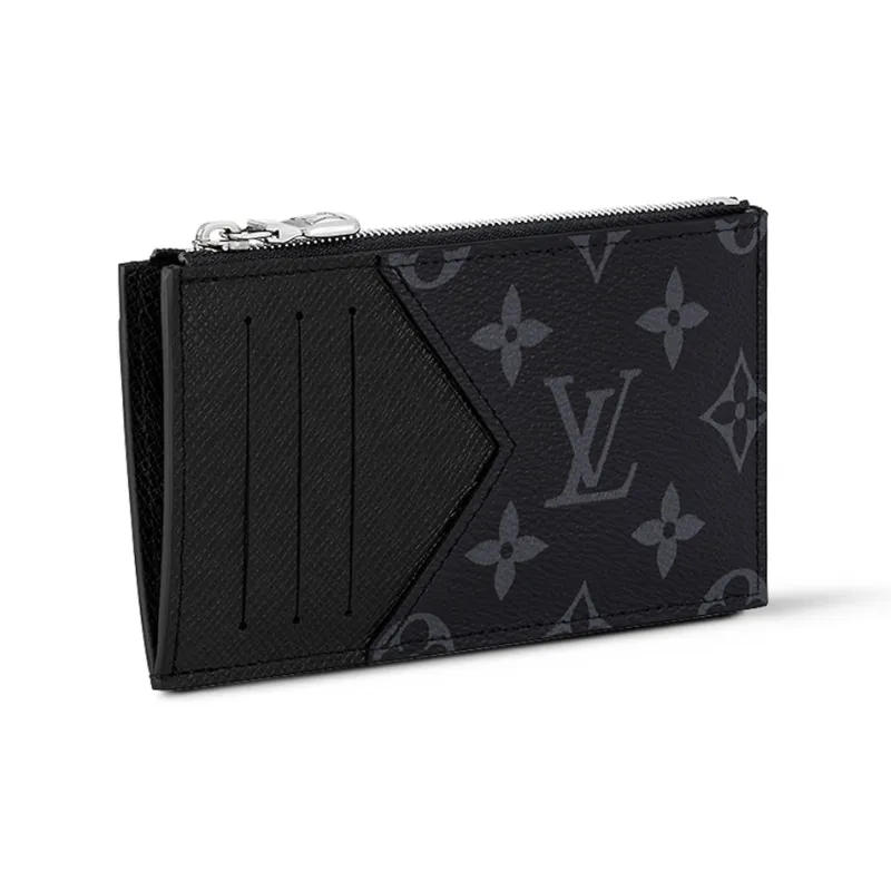 LOUIS VUITTON Coin Card Holder Monogram Eclipse Taiga Black-1