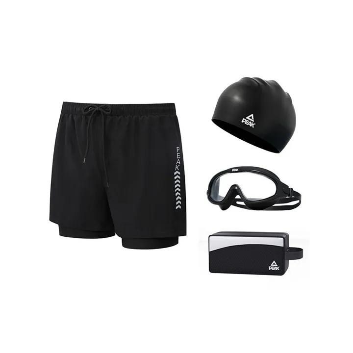 PEAK Swimming Sets Polyester Elastane Seaside Vacation With Hot Spring Men's Black-5