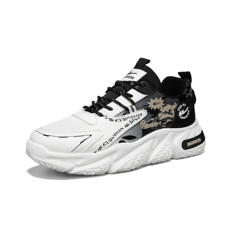 WARRIOR Chunky Sneakers Men Low Top White Black Blue/White Black Purple/White Black-17