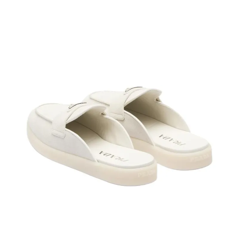 PRADA Triangle Logo Suede Mules-3