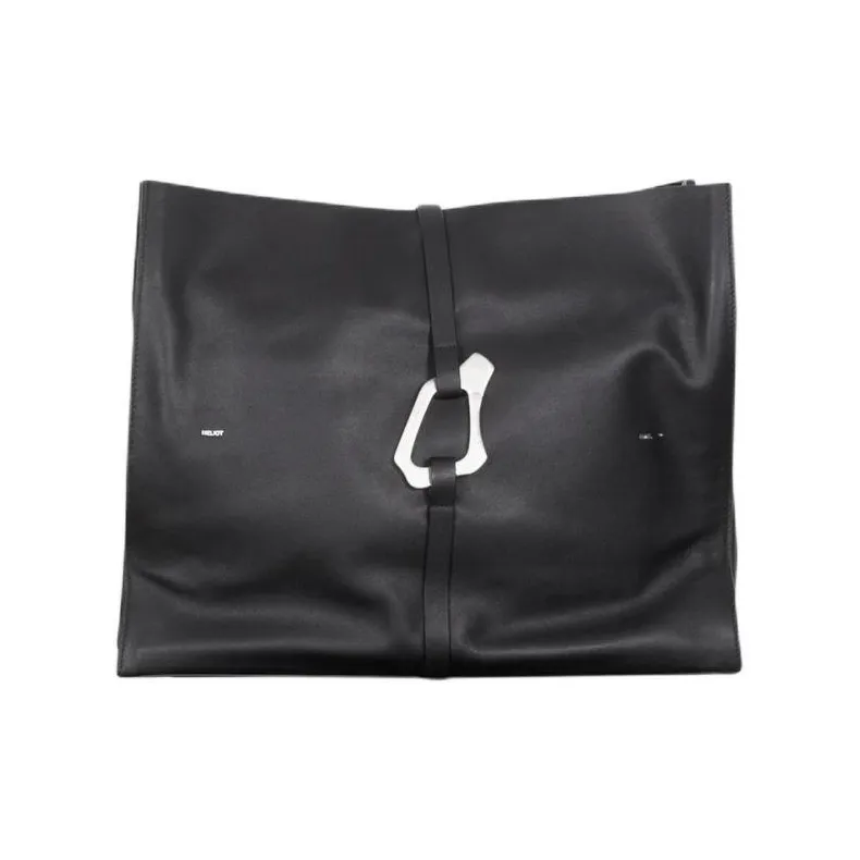 HELIOT EMIL Cow Leather Tote Bag Shopping Bag Shoulder Bag Handbag Unisex Black-1