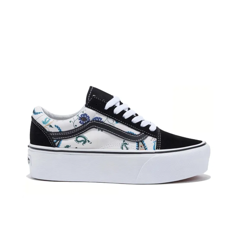 Vans Old School Slip Resistant Shock Absorbers Low Top Skateboard Shoes Unisex Black White-1
