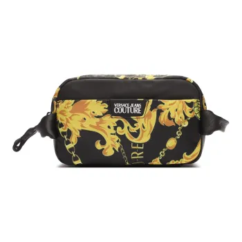 VERSACE JEANS COUTURE Polyester Storage Bag, Makeup Bag, Toiletry Bag Men's Black & Gold