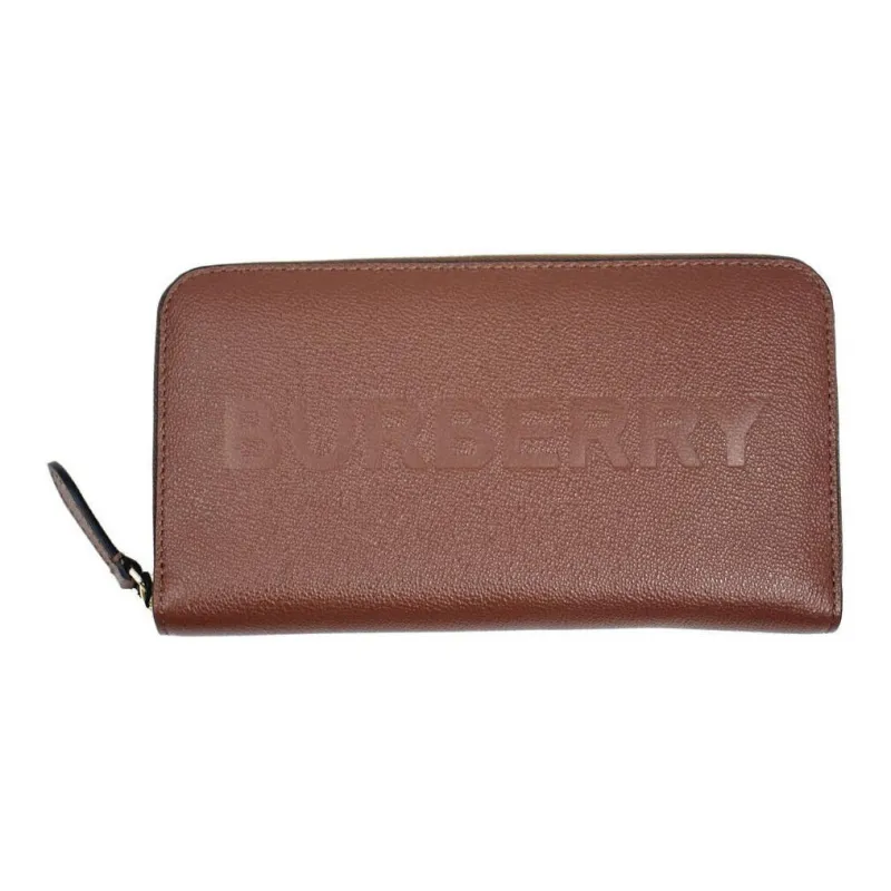 Burberry Embossed Leather Zip Around Wallet Tan-3