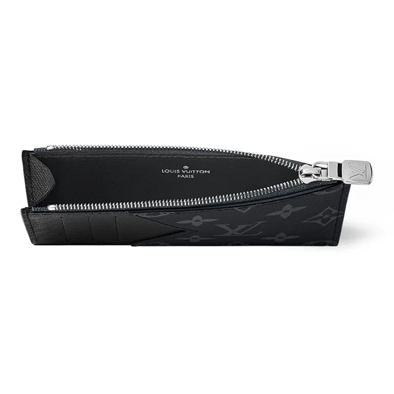 LOUIS VUITTON Coin Card Holder Monogram Eclipse Taiga Black-3