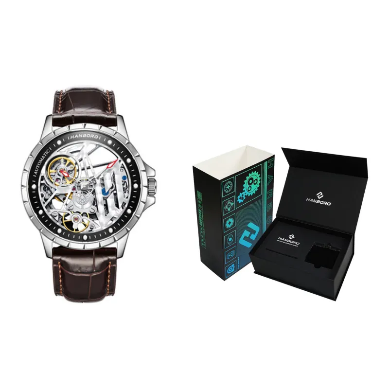 HANBORO Hollow Series Automatic Mechanical Movement Watch Men's Watches Cut Out Dial HBR906.1 BZ-1