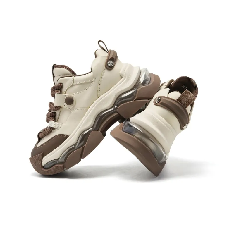 CHERYKALLY Chunky Sneakers Women's Low Top Ecru-12