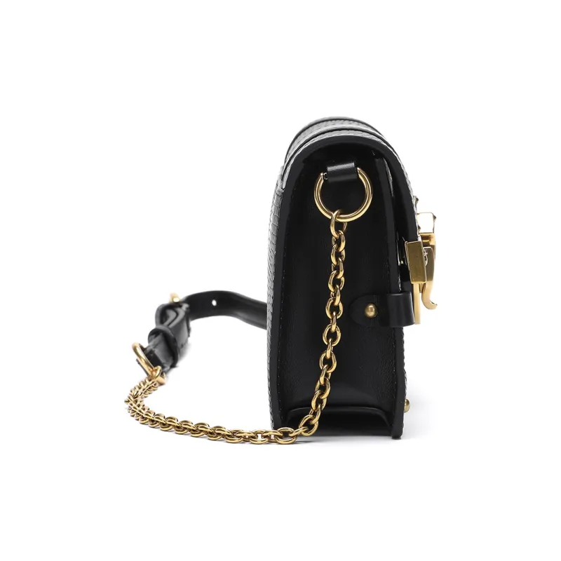 Satchi Cow Leather Casual Small Square Bag Small Size Women's Black-2