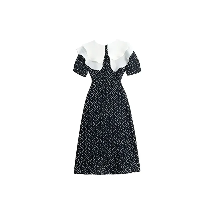 HUASJ Short Sleeved Dresses Women's Black-1