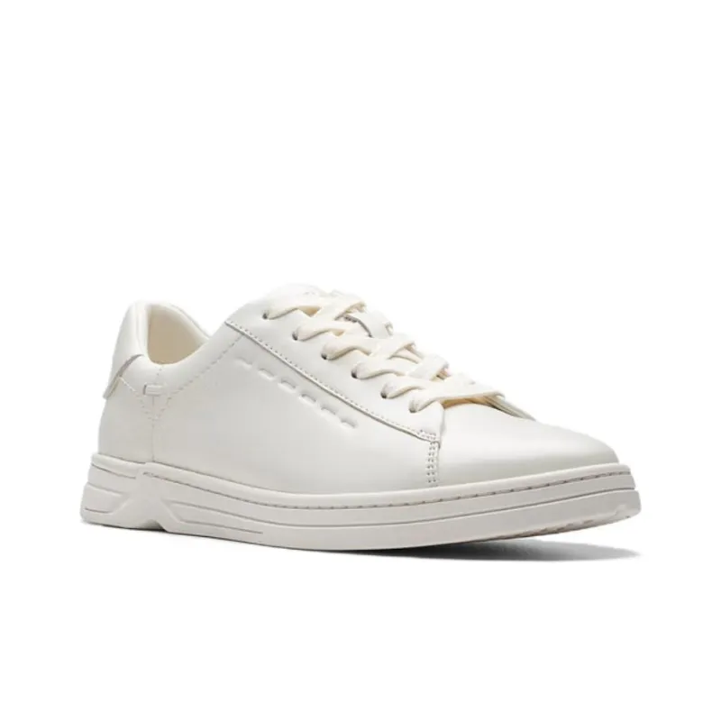 Clarks Low Top Skateboard Shoes Women's White-2