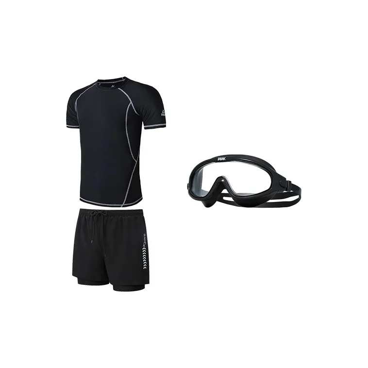 PEAK Swimming Sets Polyester Elastane Seaside Vacation With Hot Spring Men's Black-2