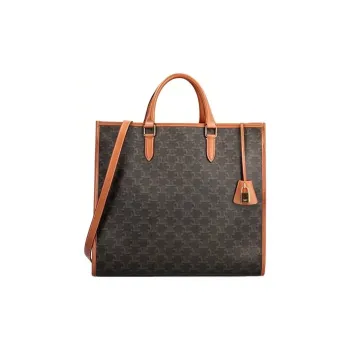 CELINE Canvas With Leather Canvas Bag Tote Bag Shopping Bag Shoulder Bag Crossbody Bag Handbag Regular Women's Brown